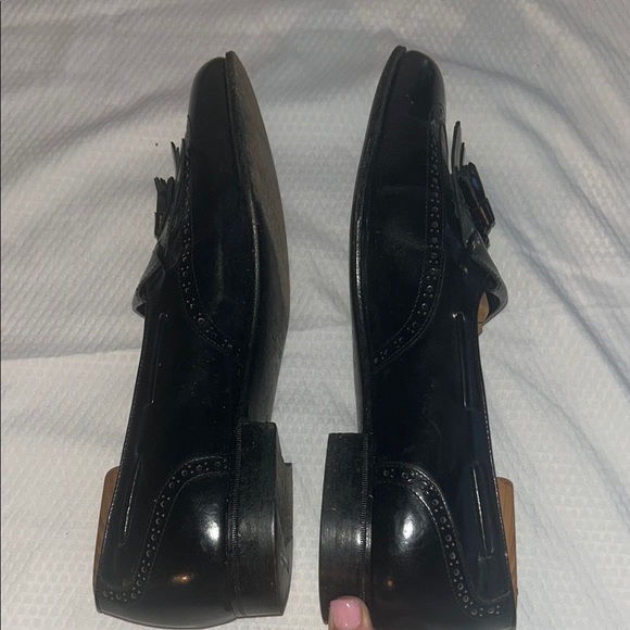 Salvatore Ferragamo Glossy Black Tassel Loafers Leather Upper 10 B - Picture 4 of 16